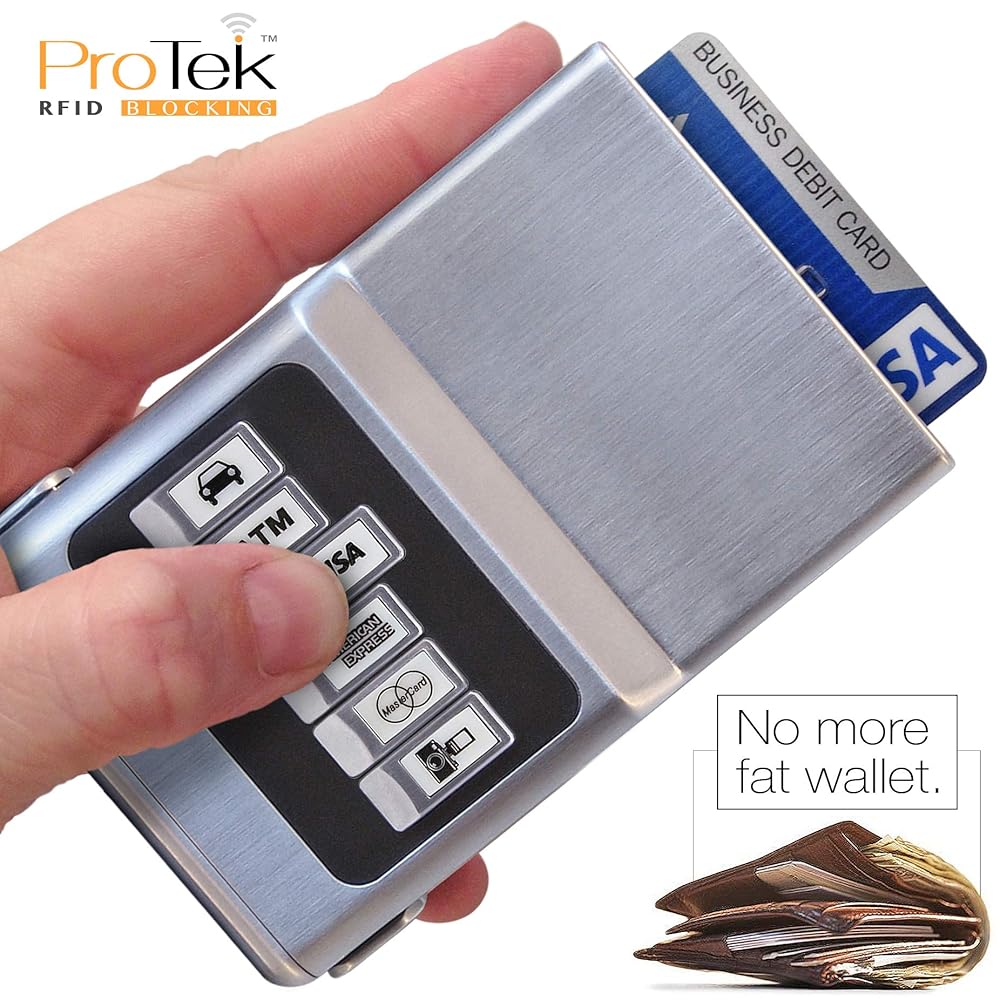 MWUCAIXIA アルミカードウォレット RFIDプッシュボタン バンク